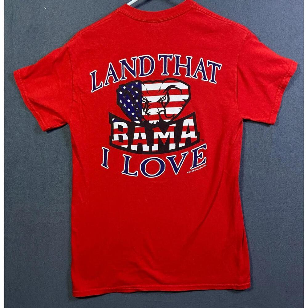 University of Alabama Bama Red T Shirt Crimson Tide American Roll Small (no tag)